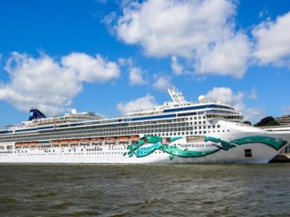 Die Norwegian Jade am Kreuzfahrtterminal in Hamburg Altona