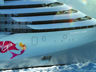 Design der Scarlet Lady am Bug. Grafik: Virgin Voyages