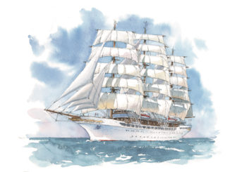 So soll die Sea Cloud Spirit aussehen. Grafik: Sea Cloud Cruises