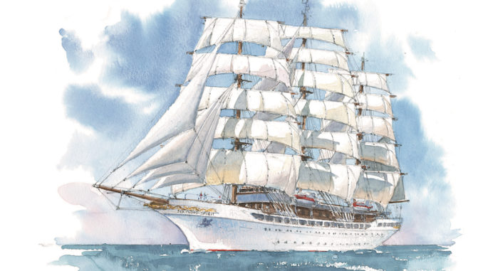 So soll die Sea Cloud Spirit aussehen. Grafik: Sea Cloud Cruises