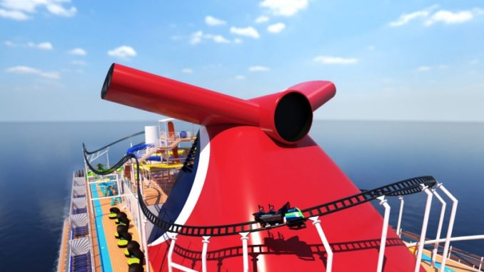 Die erste Achterbahn auf See an Bord der Mardi Gras. Grafik: Carnival Cruise Line