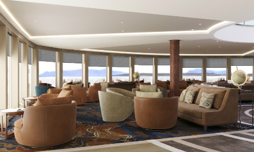 Die Observatory Lounge bietet grandiose Ausblicke auf die Landschaften. Grafik: nicko cruises