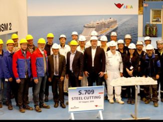 Heute fand der symbolische Brennstart des zweiten AIDA LNG-Kreuzfahrtschiffes statt. Foto: Meyer Werft / Michael Wessels