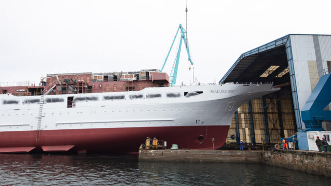 Die Sea Cloud Spirit läuft vom Stapel. Foto: Sea Cloud Cruises