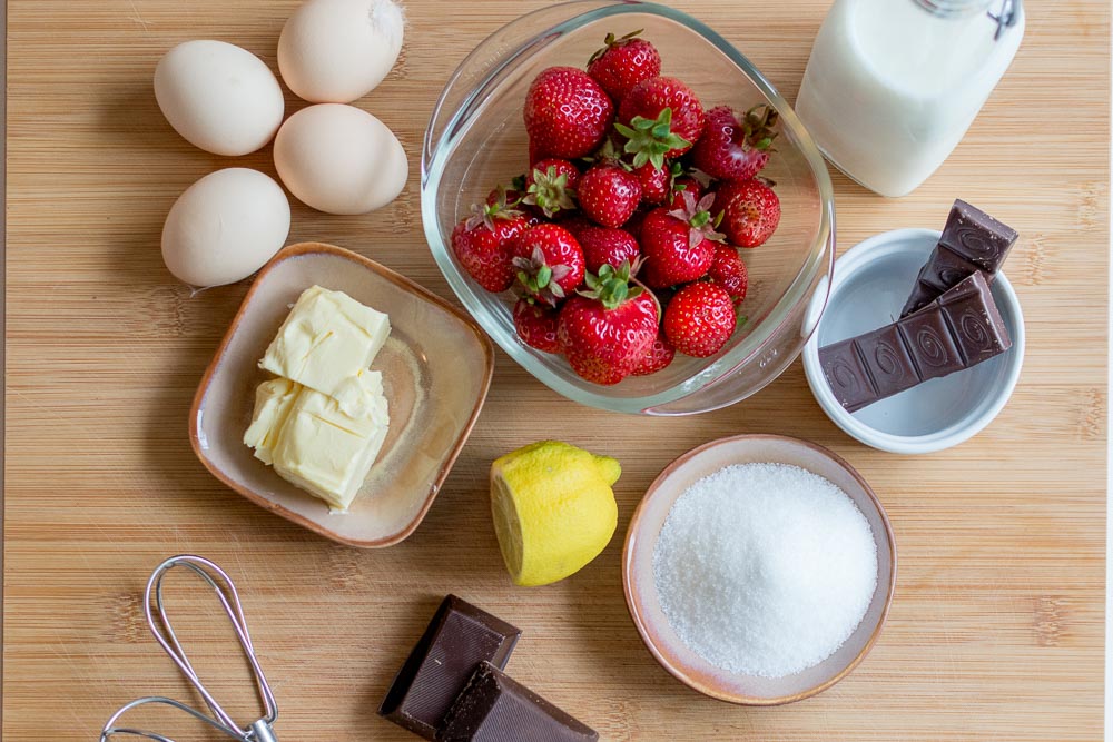 Unsere Zutatenübersicht für den Chocolate Lava Cake