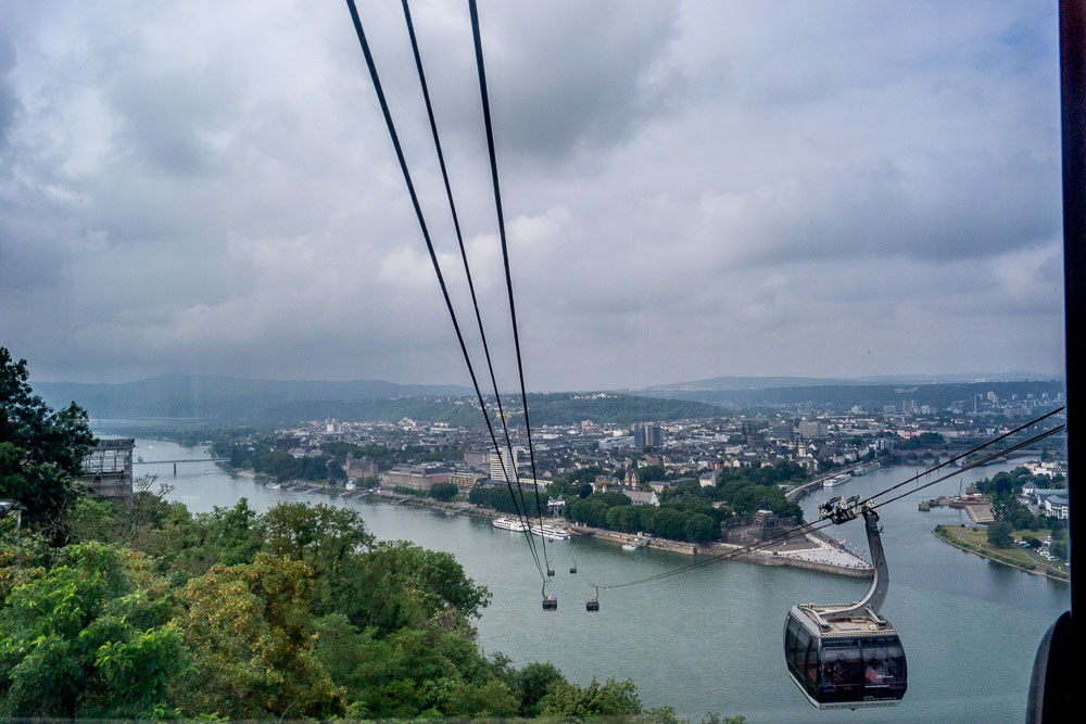 Mit der Seilbahn fahren wir zur Festung Ehrenbreitstein